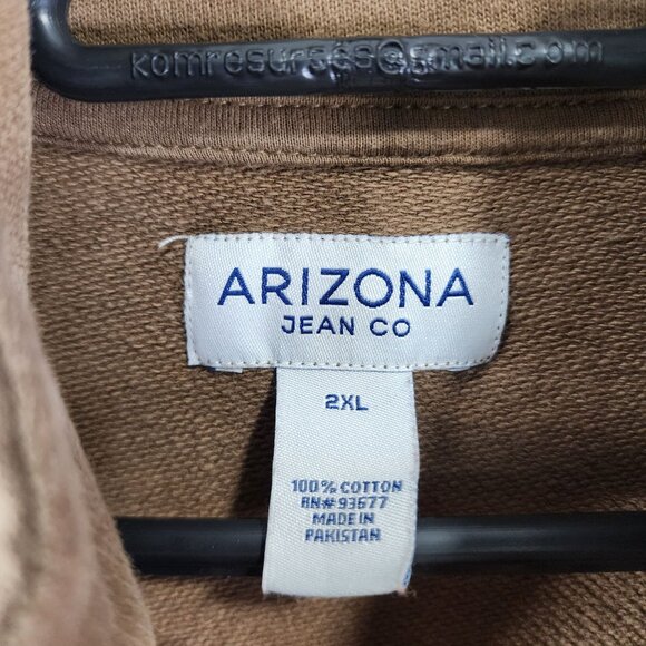 Men's Brown Arizona Jean Co. Pullover Sweatshirt 1/4 Zip Long Sleeve Size 2XL - Picture 6 of 10